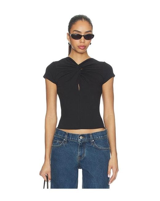 GRLFRND Black Keyhole Twist Short Sleeve Tee
