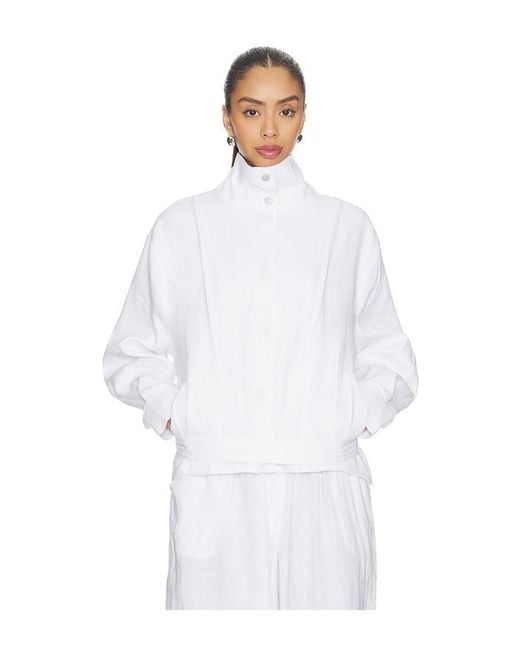 AEXAE White Linen Bomber Jacket
