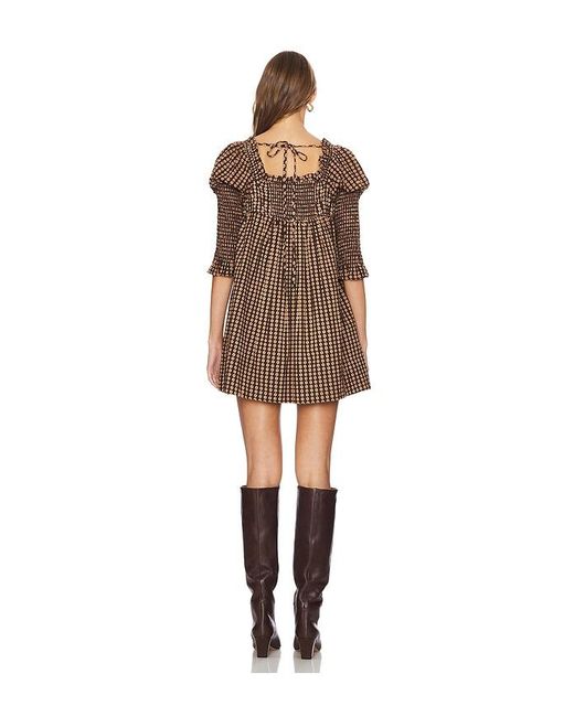 Free People Natural Smocked Tie-Back Mini Dress