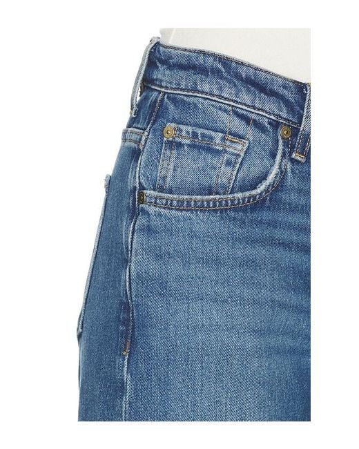 7 For All Mankind Blue Low Straight Leg Jeans