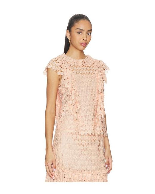 Ulla Johnson Natural Daevy Lace Short Sleeve Top