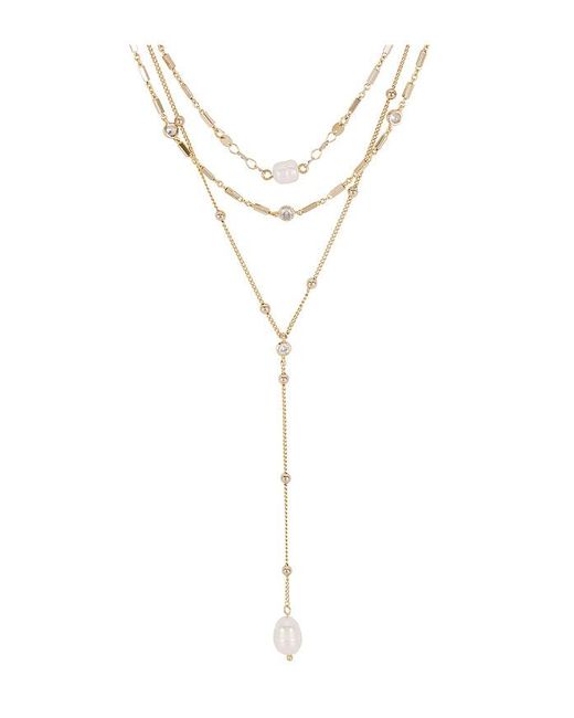 Ettika Blue Forever Pearl 18K Plated Multi-Chain Choker