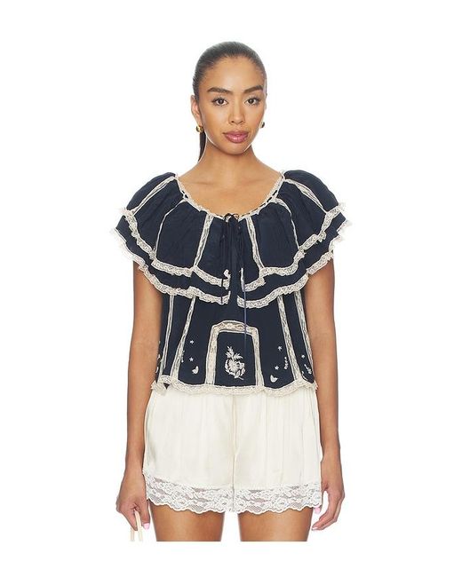 Rixo Blue Mirabella Top