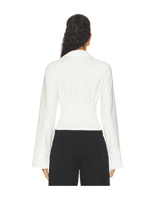 ALL THE WAYS White Amika Fitted Button Up Top