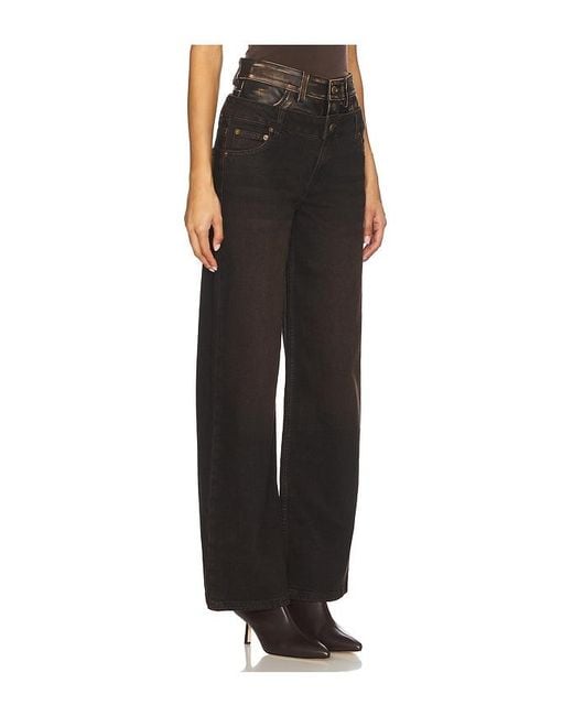 Jonathan Simkhai Black Kove Double Waistband Wide Leg