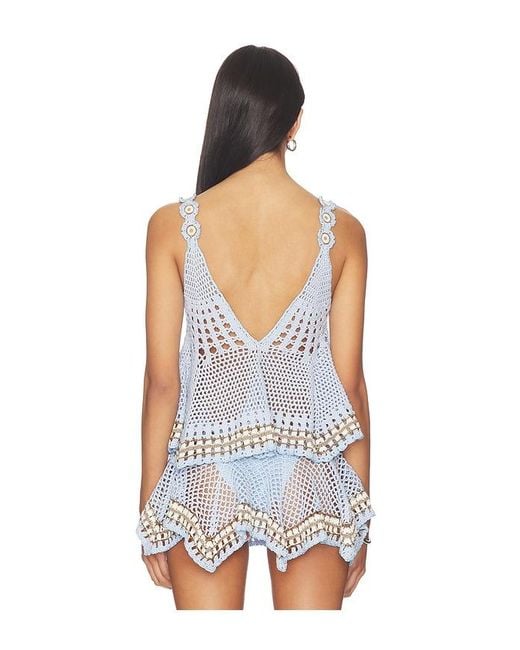 MY BEACHY SIDE Blue Tula Hand-Crocheted Top
