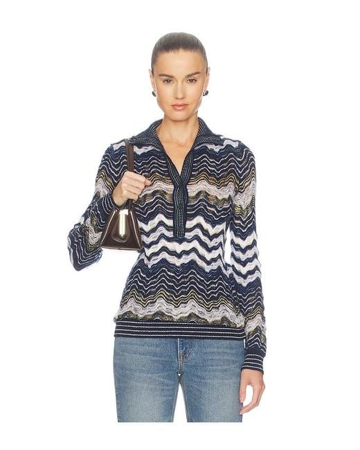 Missoni Blue Long Sleeve Mock Neck