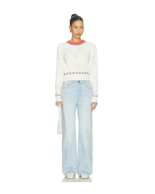 Free People White Tilly Pullover Sweater