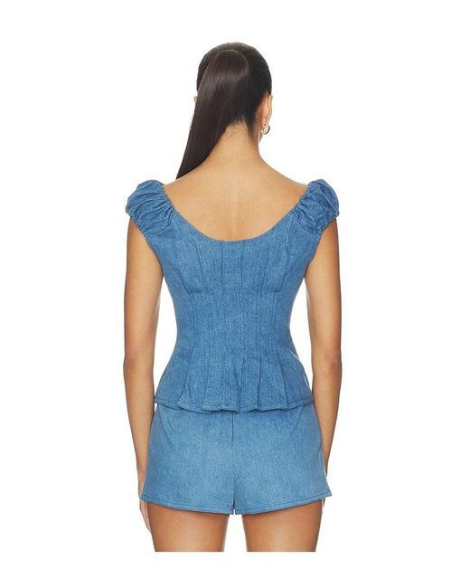 Lovers + Friends Blue Mabel Denim Top