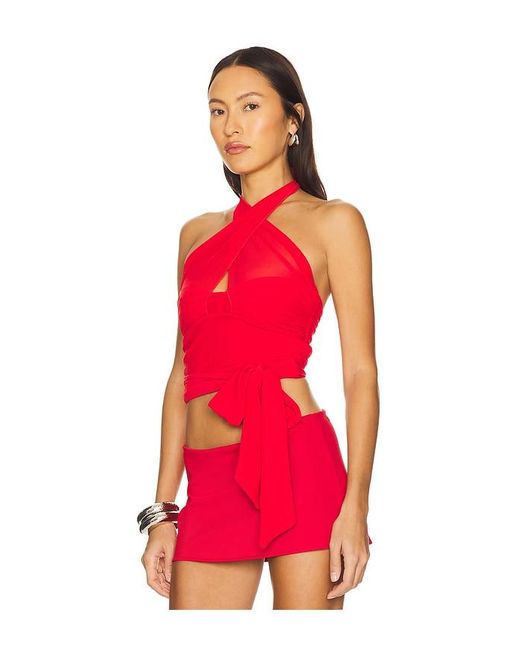 MAJORELLE Red Charlize Halter Top