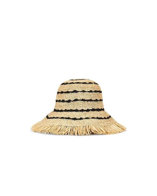 Ganni Metallic Stripe Raffia Bucket Hat