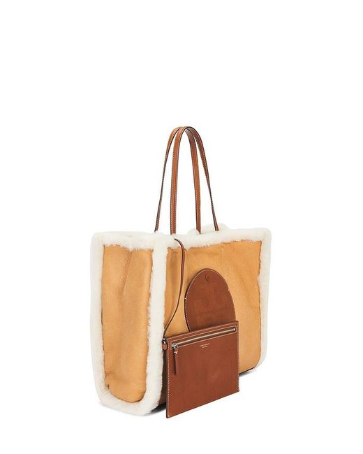 Tory Burch Orange Ella Shearling Tote