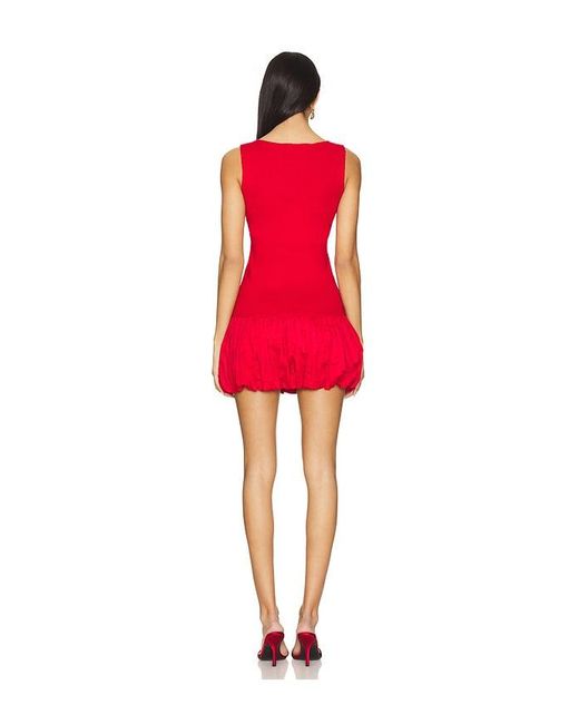 Line & Dot Red Cella Combination Mini Dress