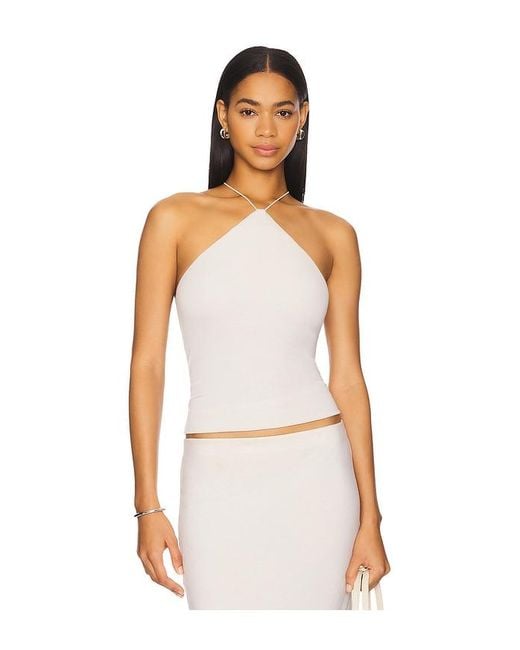 Enza Costa White Silk Knit Halter Tank Top