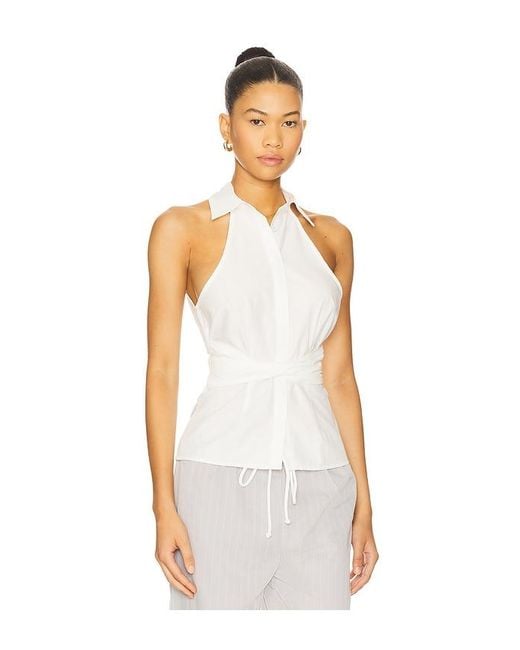 ALL THE WAYS White Evie Button Up Top
