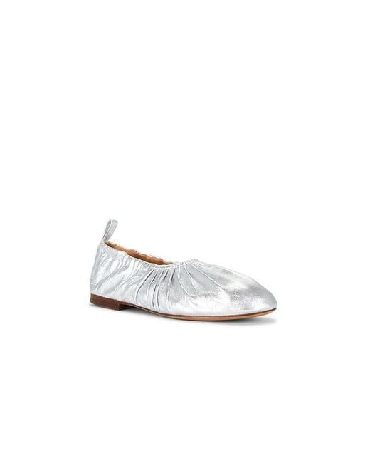 Mansur Gavriel White Ruched Ballerina Flat