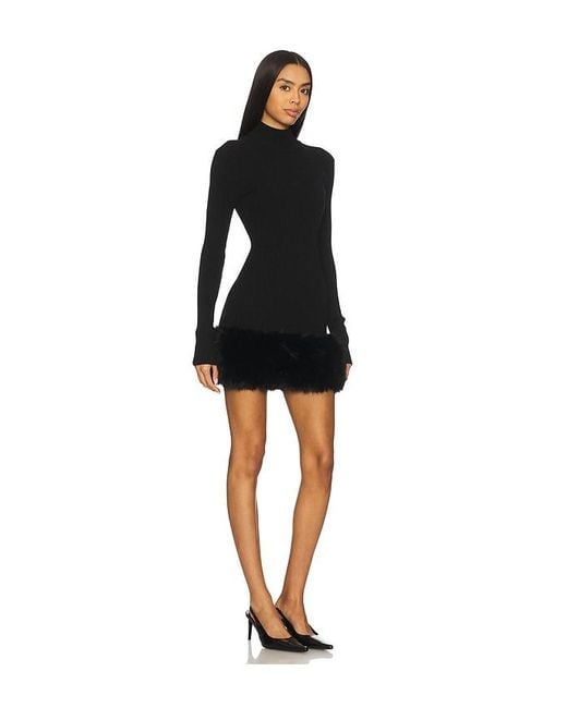 MAJORELLE Black Zoey Faux Fur Mini Dress