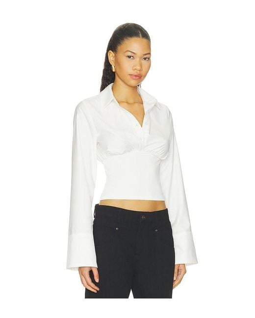 ALL THE WAYS White Amika Fitted Button Up Top