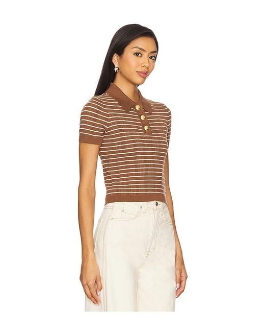 Lovers + Friends Multicolor Camelia Stripe Short Sleeve Polo