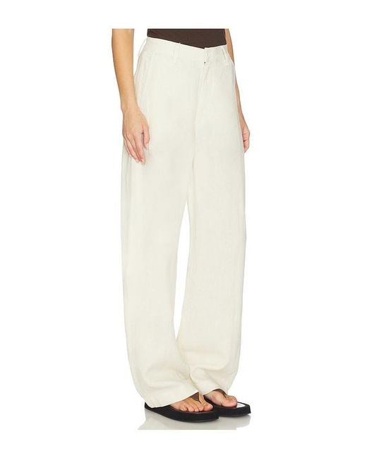 DL1961 White Dl Taylor Relaxed Barrel High Rise Linen Pants