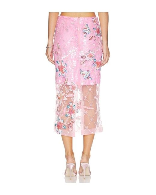 La Fuori Pink Embroidered Skirt