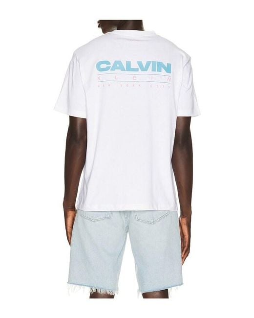 Calvin Klein White Disc Stack Graphic Tee for men