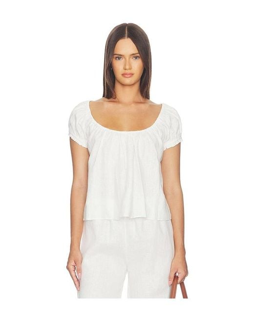 Tularosa White Wilma Linen Top