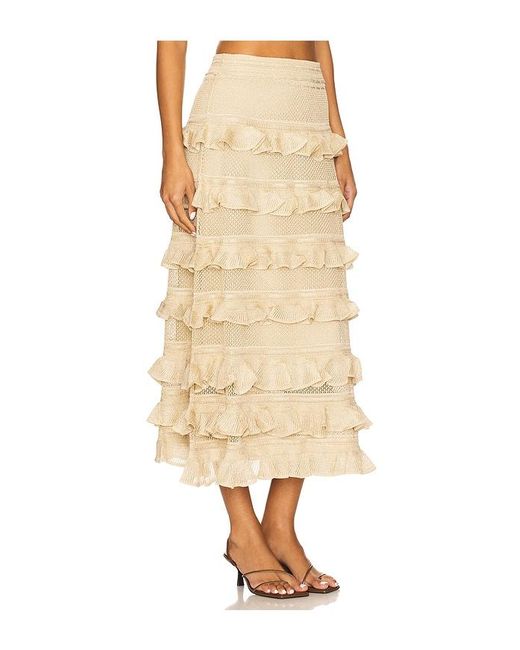 Zimmermann Natural Lace Frill Midi Skirt