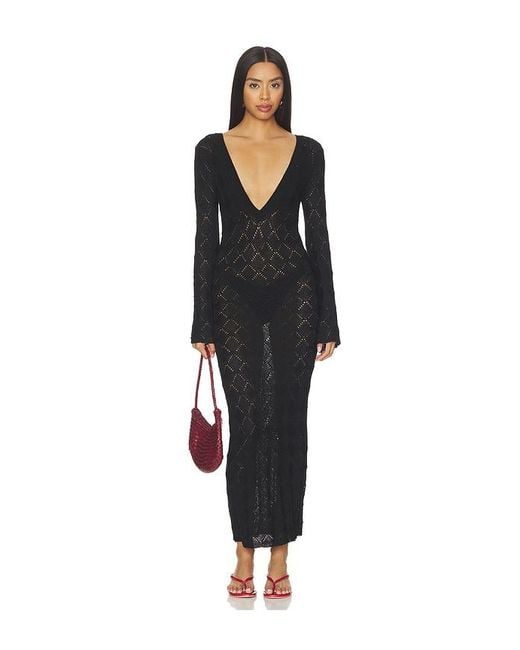 MORE TO COME Black Dylan Deep V Maxi Dress