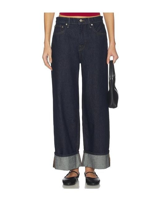 GOOD AMERICAN Blue Good Standard Baggy Cuffed Jeans