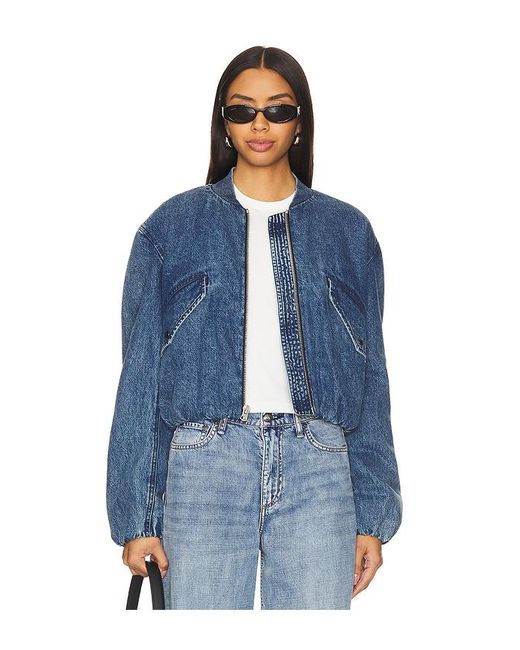 Rag & Bone Blue Maggie Cropped Bomber