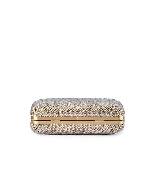 Olga Berg Natural Ronny Crystal Mesh Clutch