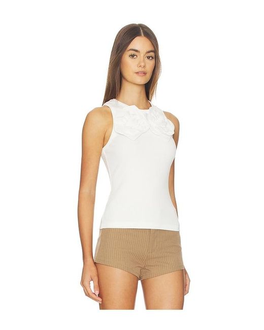 AKNVAS White Camille Flower Tank