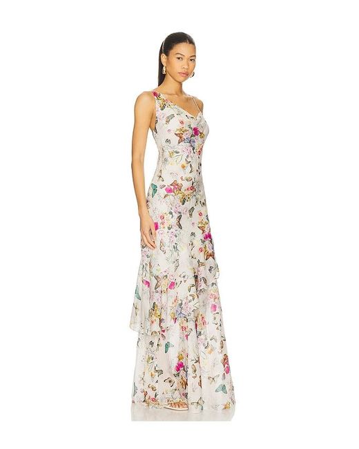 L'Agence White Abendkleid Mit Drapiertem Ausschnitt Viola