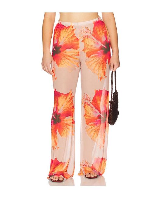 GOOD AMERICAN Orange Gauze Mesh Wide Leg Pant