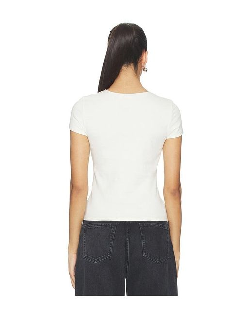 GRLFRND Blue Keyhole Twist Short Sleeve Tee