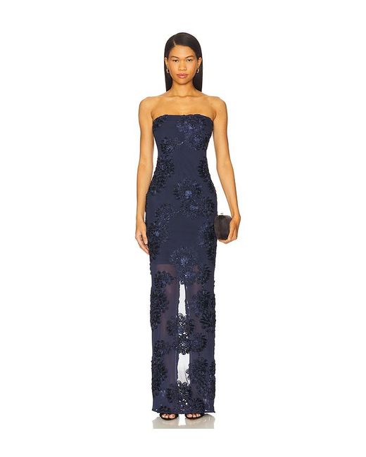 ROTATE BIRGER CHRISTENSEN Blue Mesh Maxi Dress
