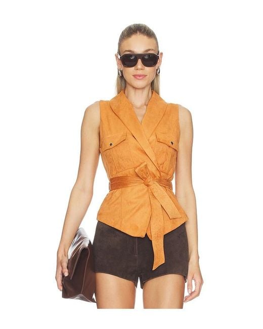 MORE TO COME Orange Aaliyah Faux Suede Vest