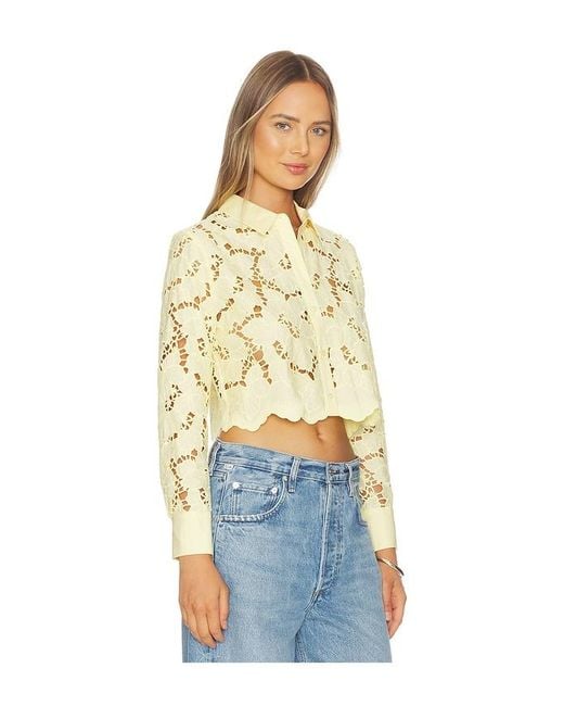 L'Agence Blue 'Agence Seychelle Cropped Button Down Top