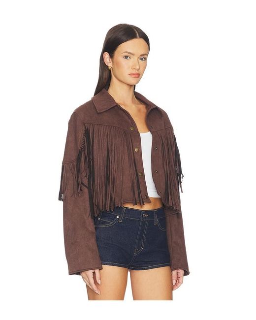 MORE TO COME Blue Baylor Fringe Faux Suede Jacket