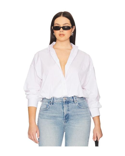 GOOD AMERICAN Blue Poplin Bubble Shirt