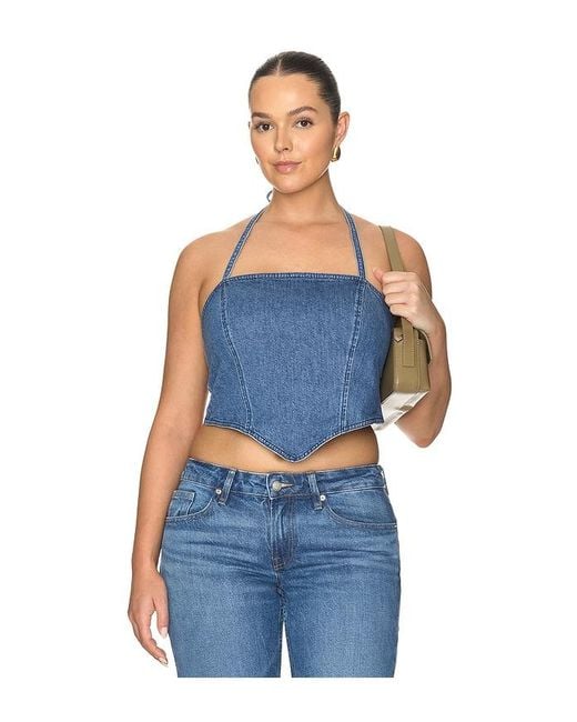 GOOD AMERICAN Blue Denim Recess Top
