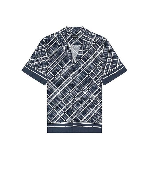 Club Monaco Blue Border Grid Shirt for men