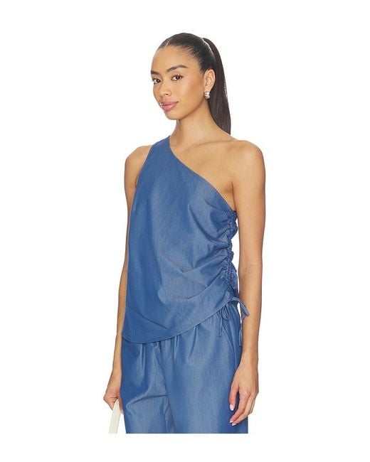 LNA Blue Neela One Shoulder Top