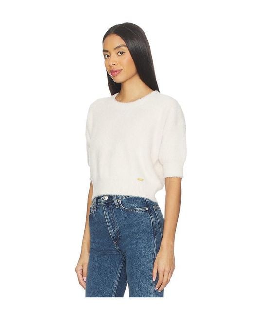 L'Agence White Guinevere Short Sleeve Crop Crew Top