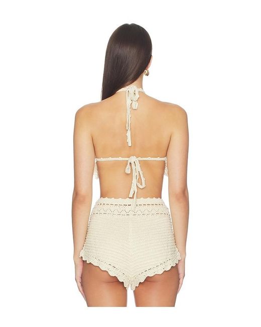 retroféte Natural Isaure Crochet Top