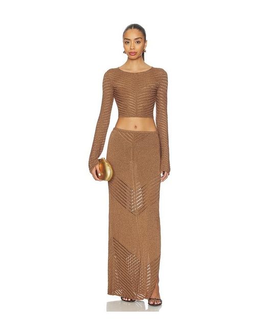 Devon Windsor Brown Raya Metallic Top