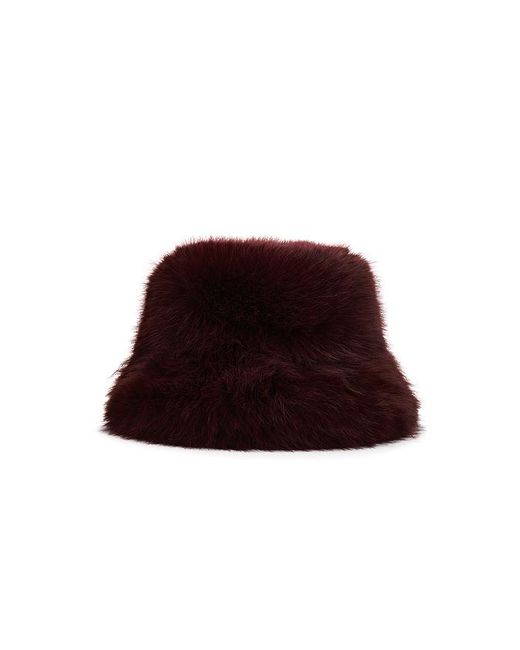 Jocelyn Red Oversized Faux Fur Bucket Hat