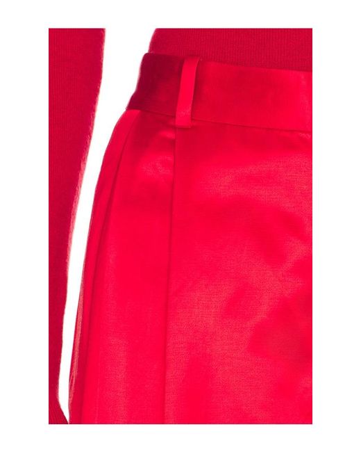 Polo Ralph Lauren Red Pleated Satin Wide Leg Pant