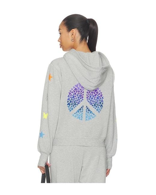 Lauren Moshi White Leann Zip Up Hoodie